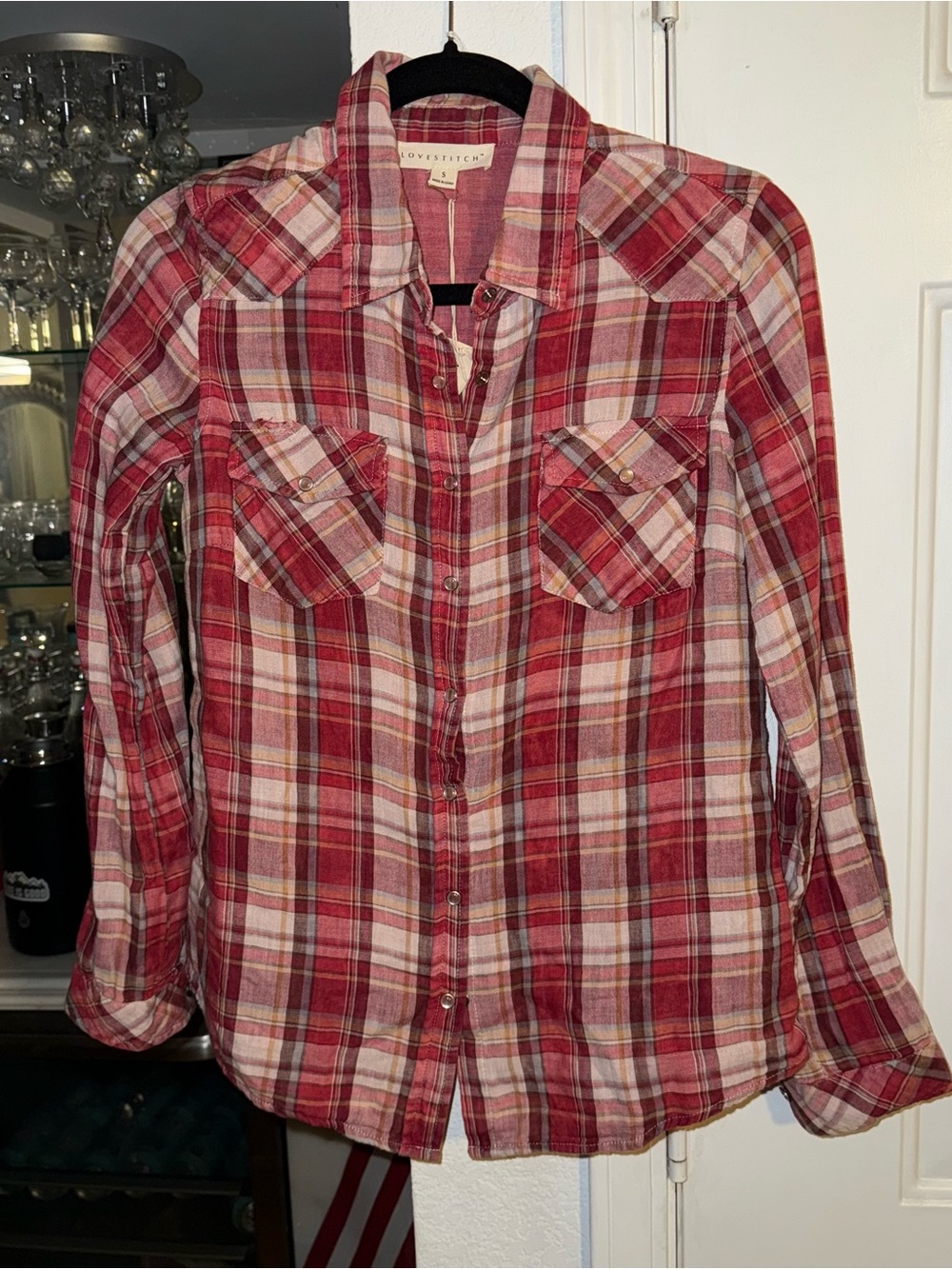 LOVESTITCH Plaid Button Down Top NWT